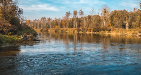 Beautiful autumn view near Grieshaus-Moos-Isar-Bavaria-Germany