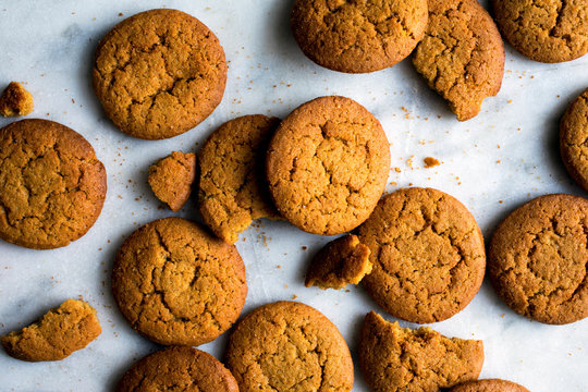 Close Up Of Ginger Snaps Cookies