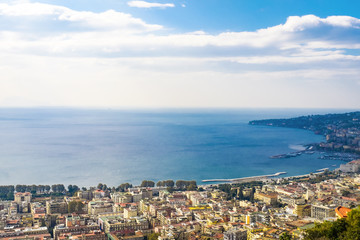 Panoramic view of the gulf of Naples and the city of Napoli in Italy