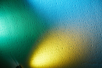 Three lights of green blue and yellow light