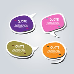 Colored text bubble set speech box vector template design
