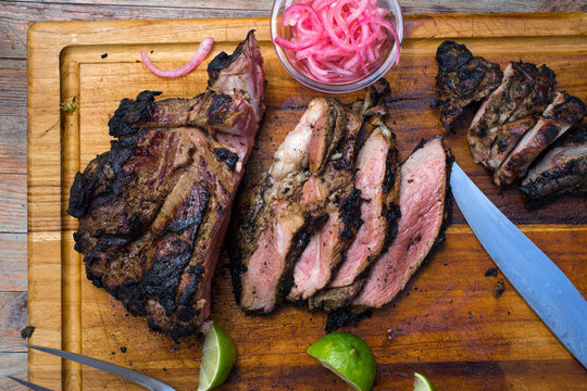 Close up of roasted lamb