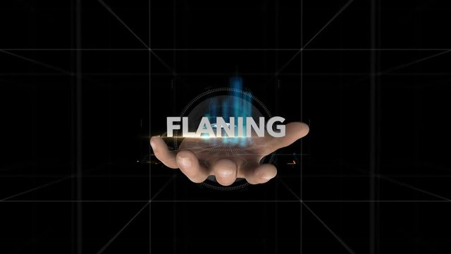 Hand Reveals Hologram Word-FLANING