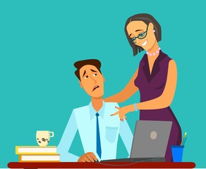 sexual harassment at work, office woman and her lustful boss