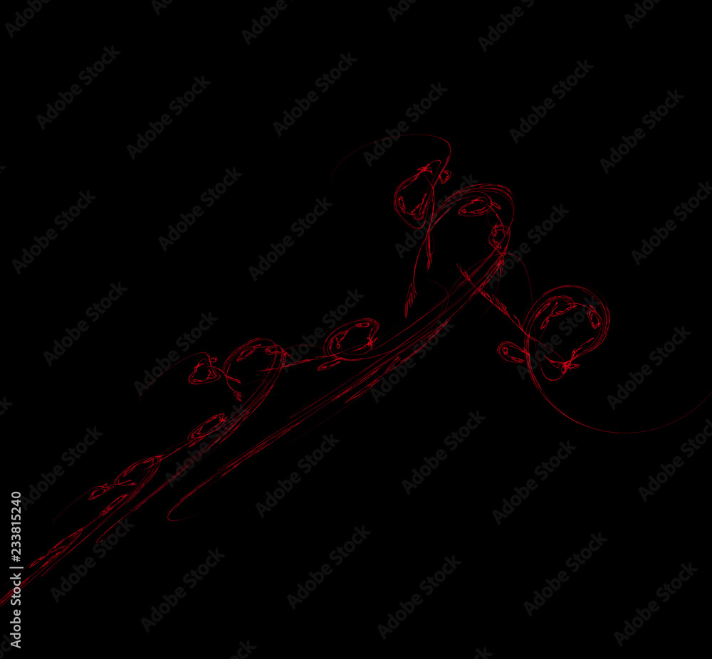 Poster red illustration pattern on black background. fantasy fractal texture. digital art. 3d rendering. co