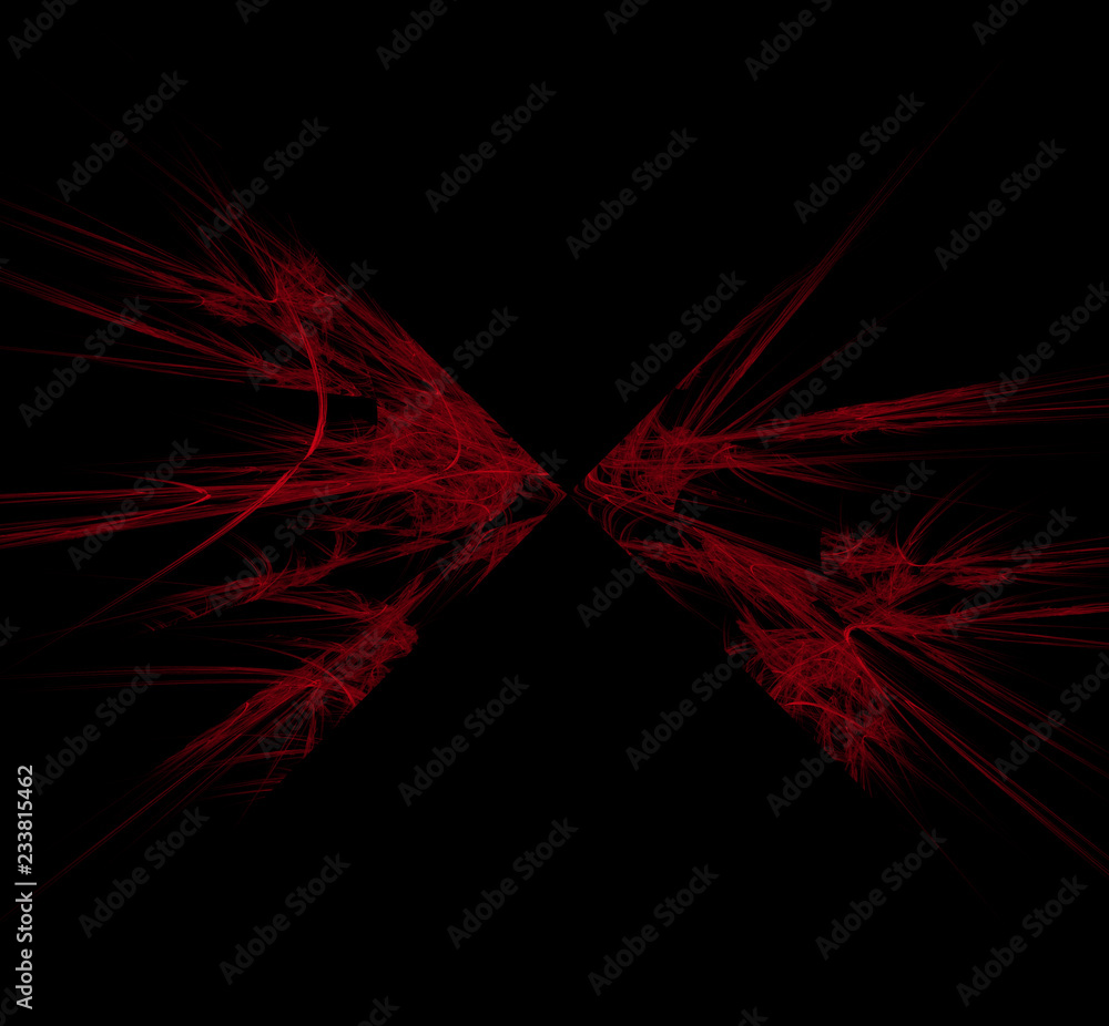 Poster red illustration pattern on black background. fantasy fractal texture. digital art. 3d rendering. co