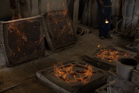 Hot metal castings in molds - Powered by Adobe