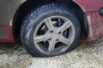 tyre puncture on the road
