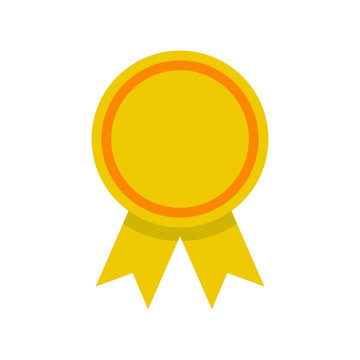 Medal with ribbon, flat vector icon