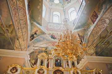 The interior of the rural Russian Church 1866.