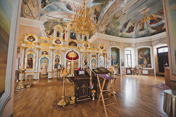 The interior of the rural Russian Church 1868.