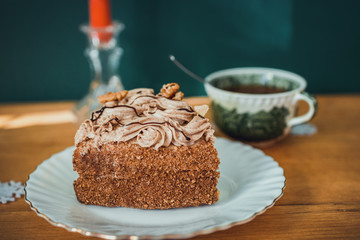 Drinking tea with pie