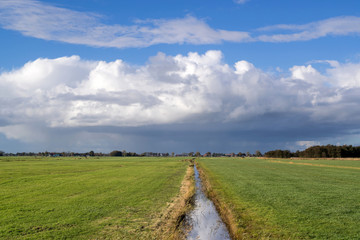 Dutch polder landscape in the province of Friesland