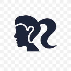 Woman with ponytail face transparent icon. Woman with ponytail face symbol design from People collection.