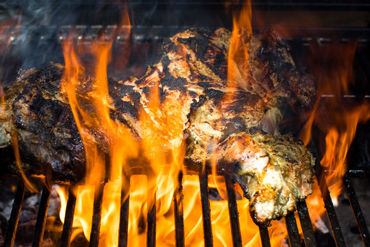 Close up of roasted lamb