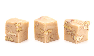 Maple Nut Fudge Isolated on a White Background