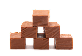 Traditional Chocolate Fudge on a White Background