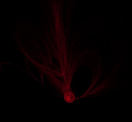 Red sphere pattern on black background. Fantasy fractal texture. Digital art. 3D rendering. Computer generated image.