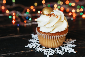 festive dessert cupcakes with new year decor