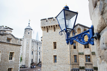 Fototapeta na wymiar The Tower of London, officially Her Majesty's Royal Palace and Fortress of the Tower of London, is a historic castle located on the River Thames
