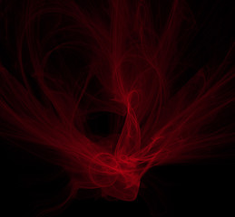 Red abstract on black background. Fantasy fractal texture. Digital art. 3D rendering. Computer generated image.