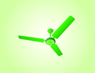 A green ceiling fan on top position of a room for cooling vector illustration