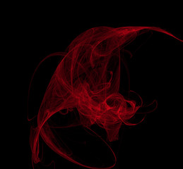 Red fractal on black background. Fantasy fractal texture. Digital art. 3D rendering. Computer generated image.