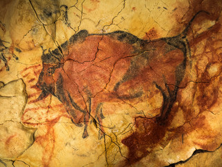 Bisonte rojo de la cueva de Altamira, Santillana del Mar, Cantabria, España	