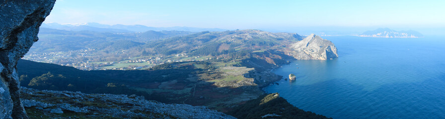 Fototapeta na wymiar Overview of the Liendo Valley and the coast of Laredo and Santoña