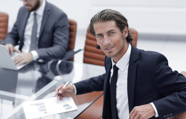 businessman sitting at a work meeting