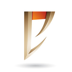 Beige and Orange Arrow Shaped Letter E Vector Illustration