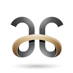 Black and Beige Bold Curvy Letters A and G Vector Illustration