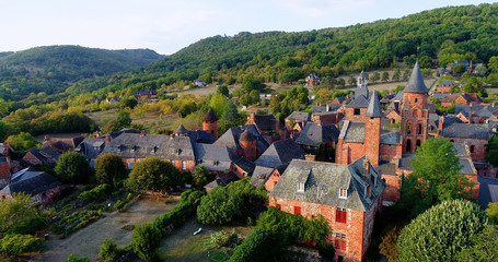 French village in aerial view, Collonges France