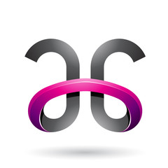 Black and Magenta Bold Curvy Letters A and G Vector Illustration