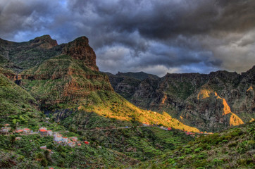 Sunset in North-West mountains of Tenerife, Canarian Islands