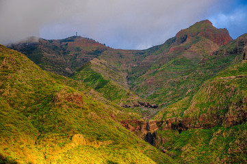 Fototapeta na wymiar Sunset in North-West mountains of Tenerife near Masca village, C
