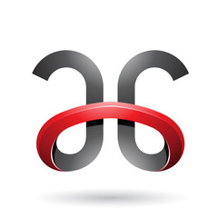 Black and Red Bold Curvy Letters A and G Vector Illustration