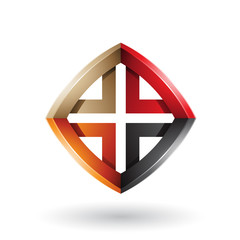 Black Orange Red and Beige Skewed Diamond Shape Vector Illustration
