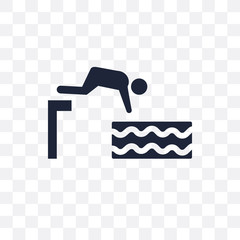 Jumping to the water transparent icon. Jumping to the water symbol design from Activity and Hobbies collection.