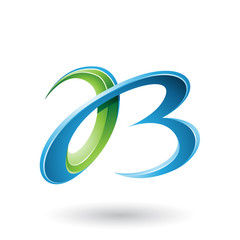 Obraz premium Blue and Green 3d Curly Letters A and B Vector Illustration