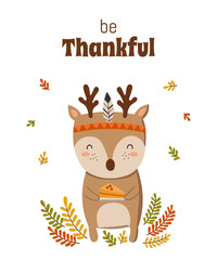 Happy Thanksgiving, greeting card, poster or flyer for holiday