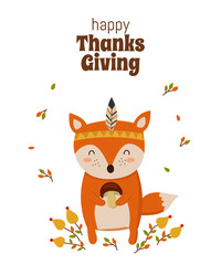 Happy Thanksgiving, greeting card, poster or flyer for holiday