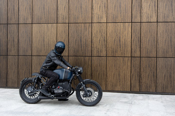 Obraz na płótnie Canvas Vintage rebuilt motorcycle motorbike caferacer