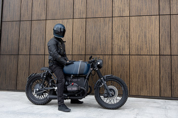 Fototapeta na wymiar Vintage rebuilt motorcycle motorbike caferacer