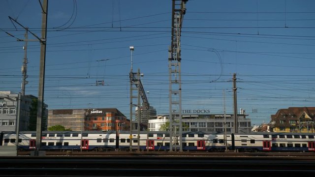 summer day zurich city railway station industrial panorama 4k switzerland
