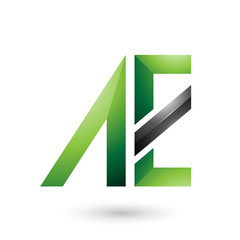 Green and Black Geometrical Dual Letters of A and E Vector Illustration