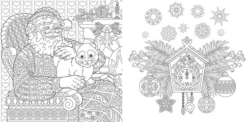 Christmas coloring pages with Santa Claus