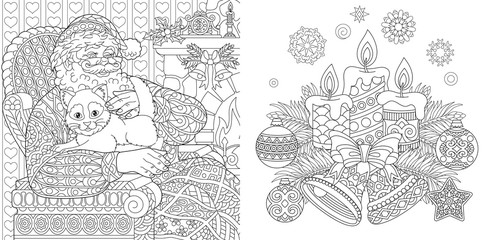 Christmas coloring pages with Santa Claus