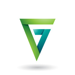 Green Folded Triangle Letter G Vector Illustration