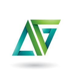 Green Folded Triangle Letters A and G Vector Illustration